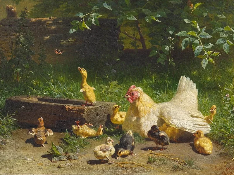 1838-Carl Jutz - Chioccia con pulcini 1880